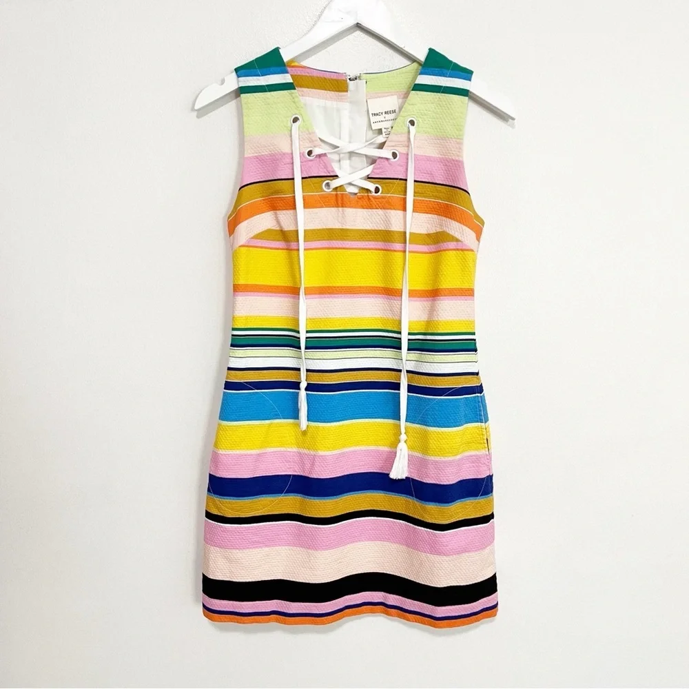 BOGO! Anthropologie X Tracy Reese Coastal Striped Shift Dress Size Small - Picture 3 of 11